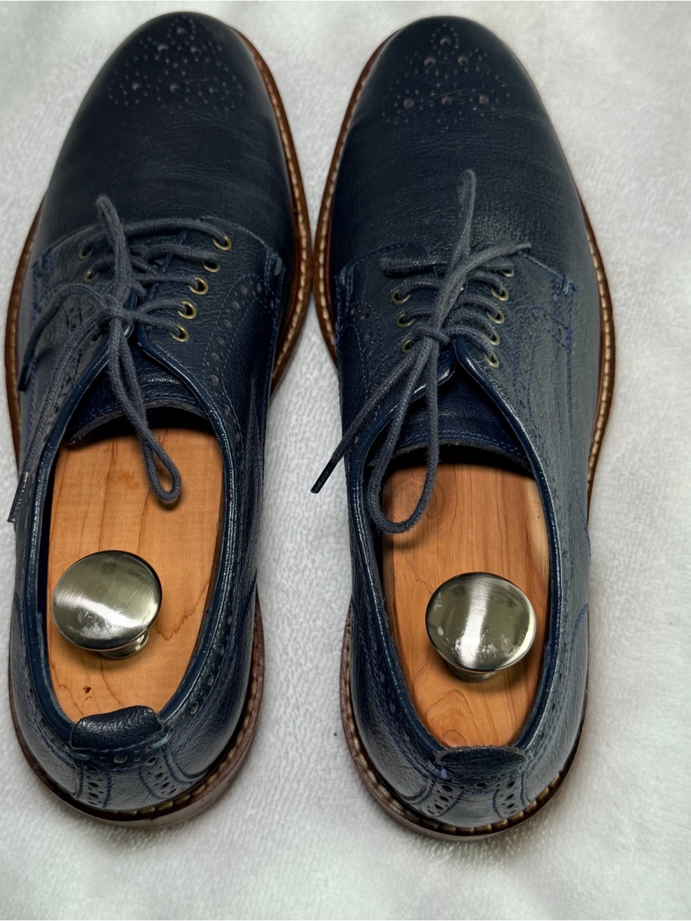 Cole Haan Navy Blue Leather Wingtip Oxfords